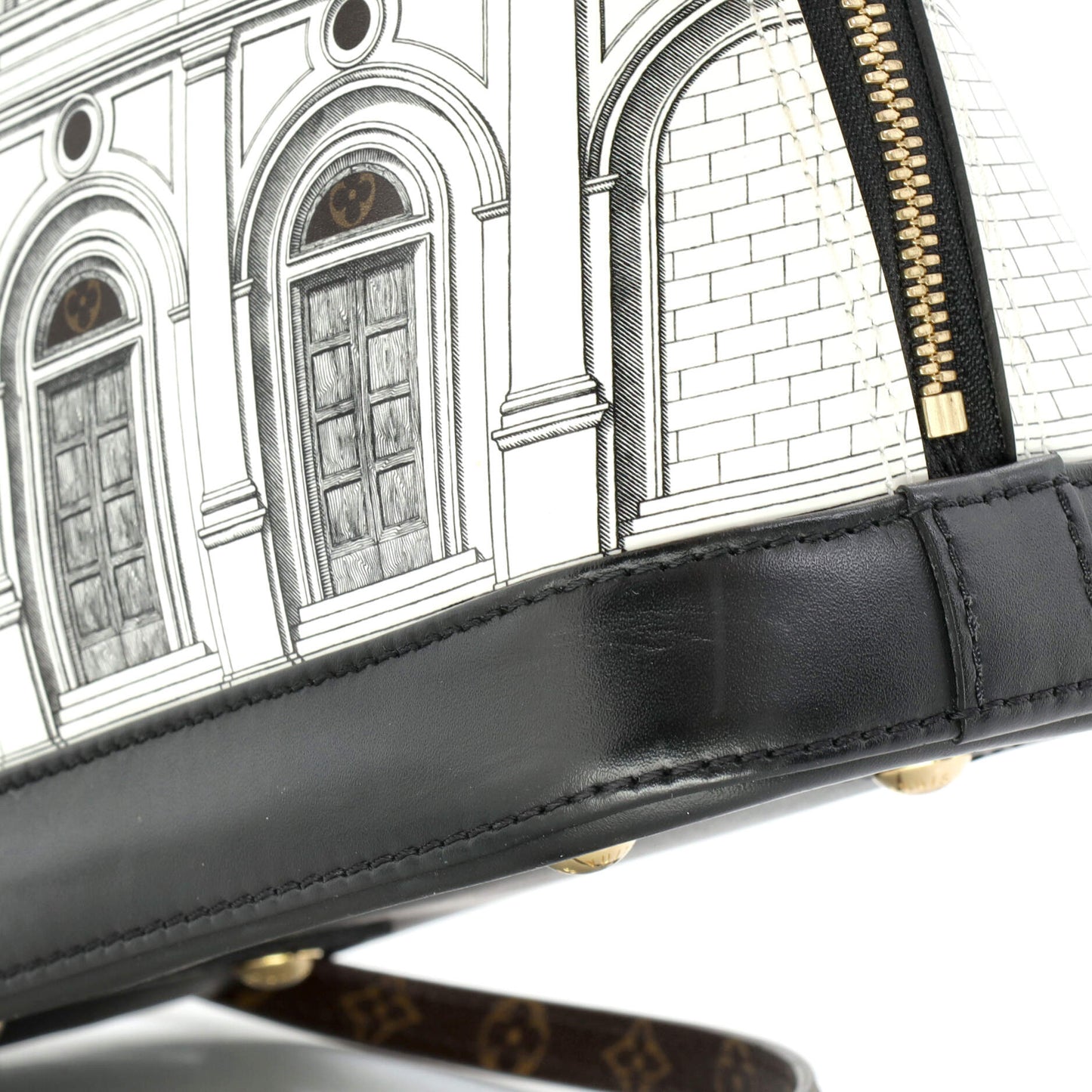 Alma Handbag Limited Edition Fornasetti Architettura Print Leather and Monogram Canvas BB