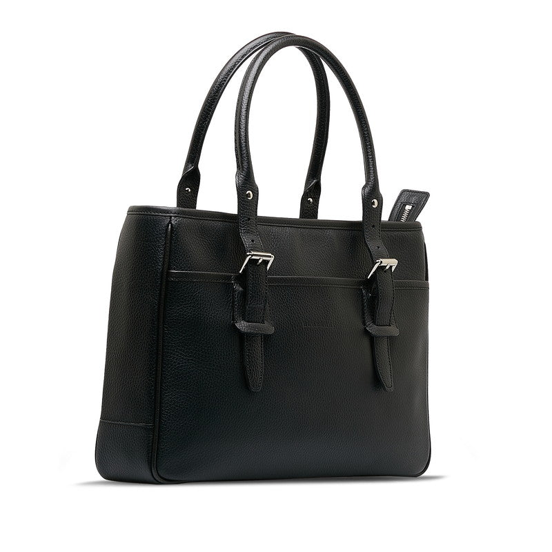 Burberry Nova Check Business Bag Black Leather Ladies