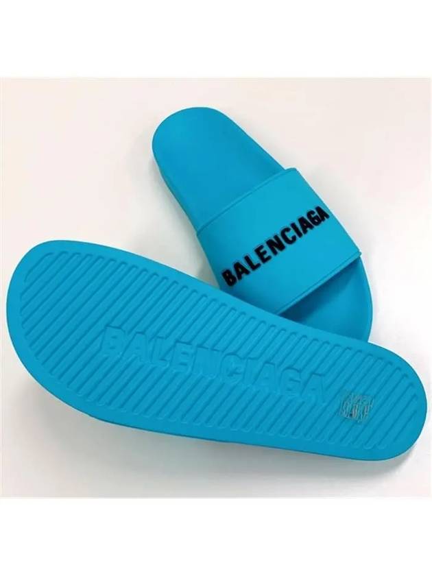 Balenciaga Men's Logo Full Slippers Blue
