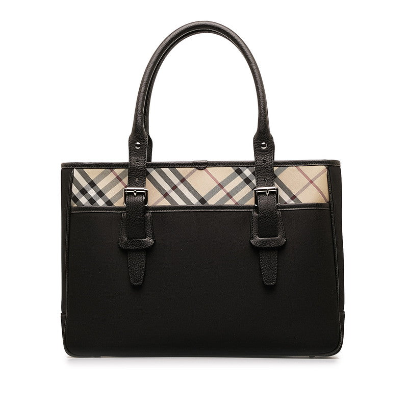 Burberry Nova Check Tote Bag Beige Multicolor Canvas Ladies