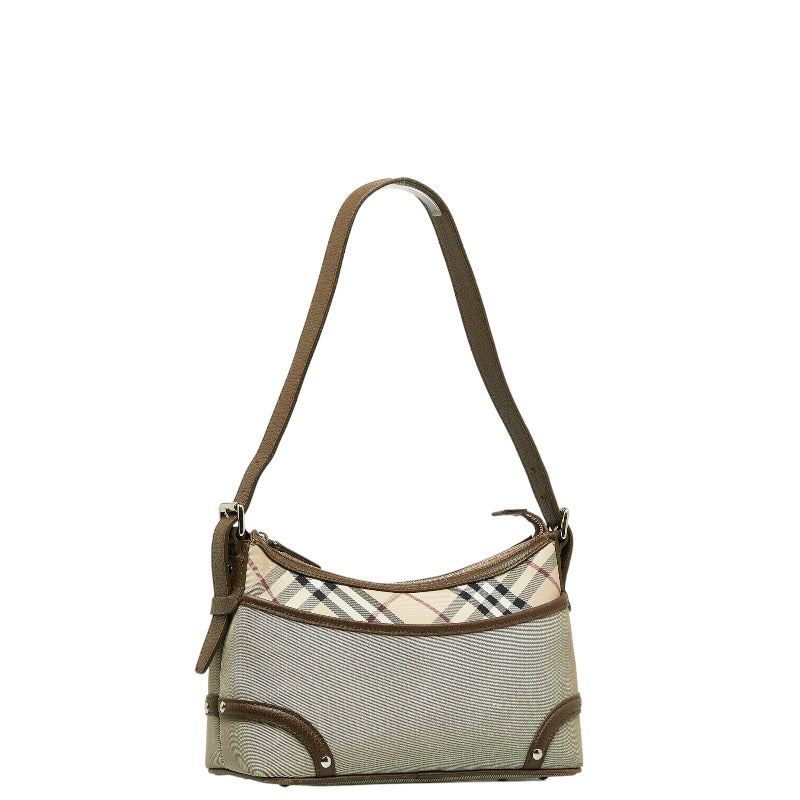 Burberry Nova Check Shoulder Bag Beige Multicolor Canvas Leather Ladies Burberry