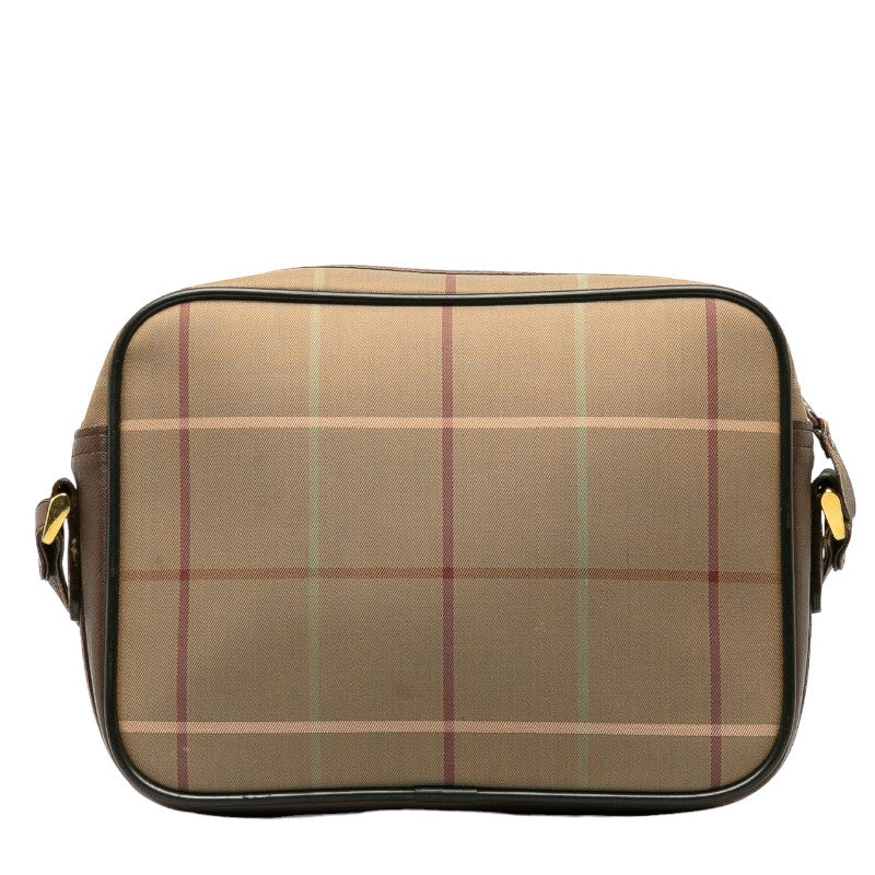 Burberry Check Shoulder Bag Karki Brown Canvas Leather