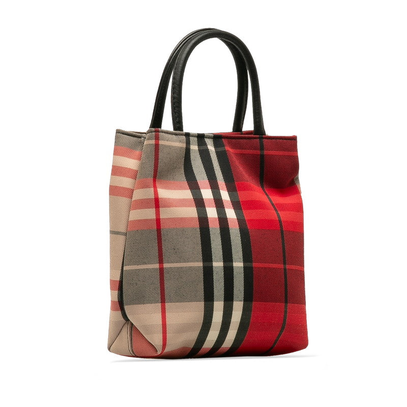 Burberry Nova Check Mini Handbag Red Multicolor Canvas Leather Ladies