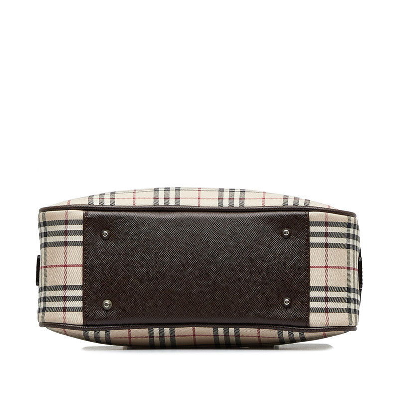 Burberry Nova Check Handbag Beige Canvas Leather Ladies