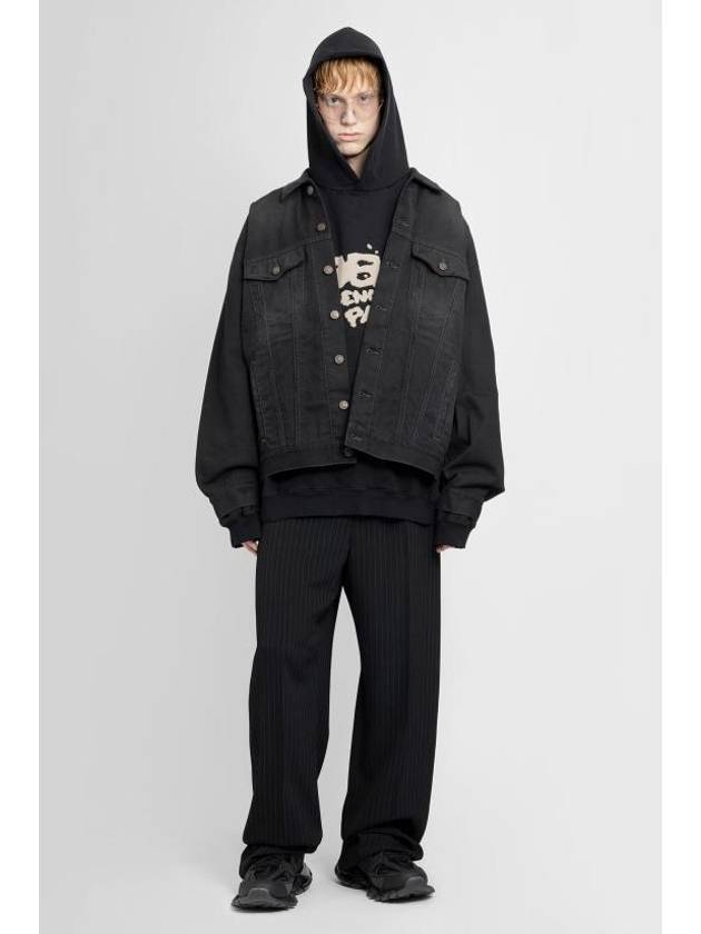 Balenciaga Political Campaign Logo Oversized Denim Jacket Black