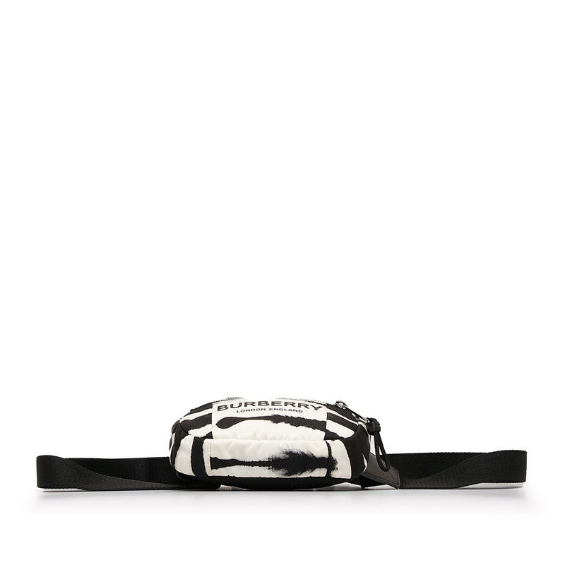 Burberry Logo Zebra Body Bag White Black Nylon Burberry