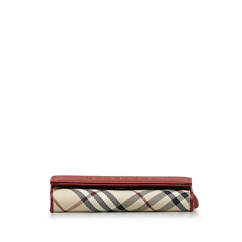 Burberry Nova Check 4 Series Keycase Red Beige Canvas Leather Ladies Burberry
