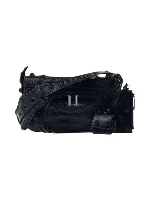Balenciaga Le Cagole XS Lambskin Flap Cross Bag Black