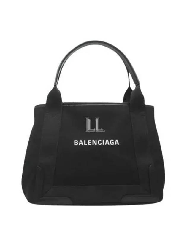 Balenciaga Cabas Logo Canvas Small Tote Bag Black
