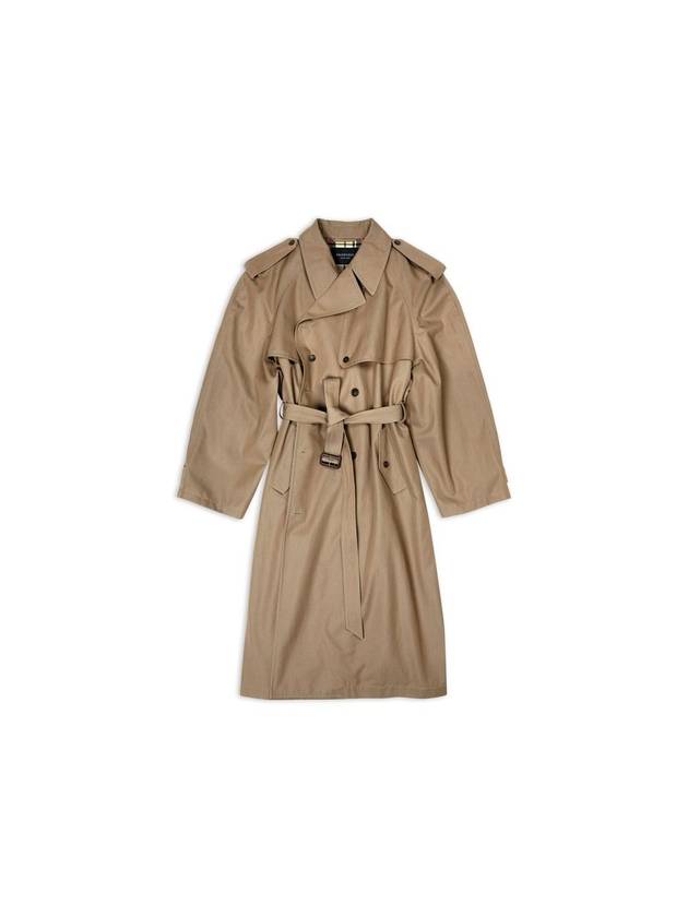 Balenciaga WoMen's Oversized Shoulder Tab Trench Coat Beige