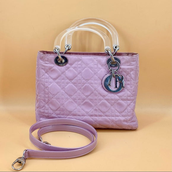 Lady Dior pink cloth bag