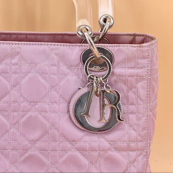 Lady Dior pink cloth bag