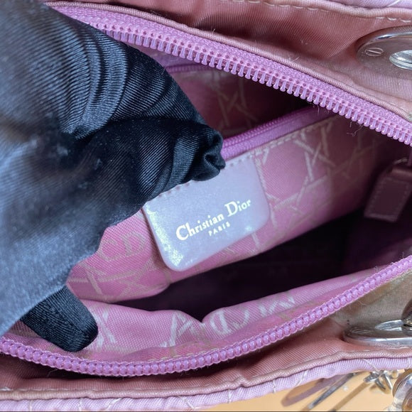 Lady Dior pink cloth bag