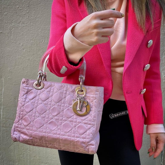 Lady Dior pink cloth bag