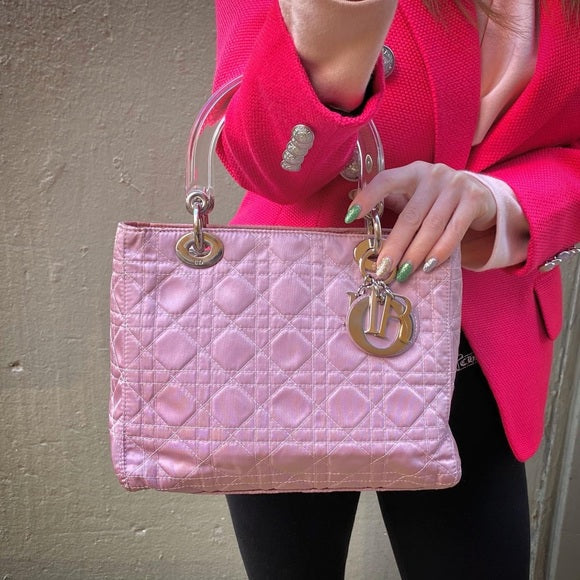 Lady Dior pink cloth bag