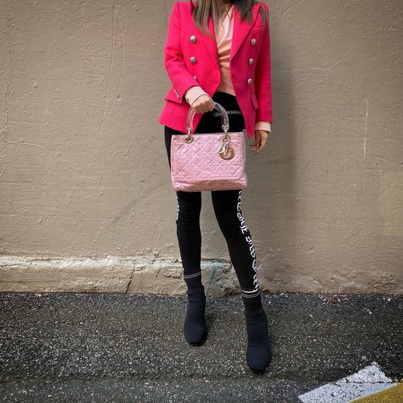 Lady Dior pink cloth bag