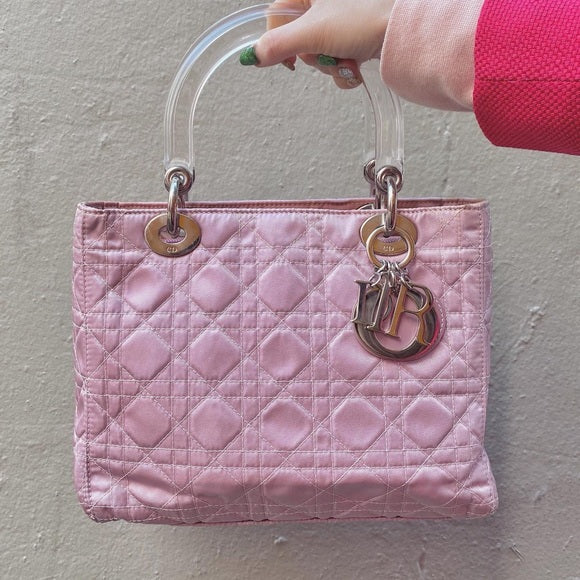 Lady Dior pink cloth bag