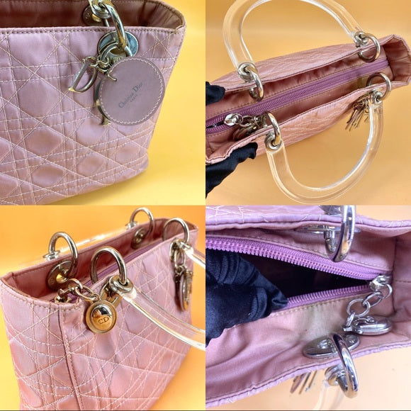 Lady Dior pink cloth bag