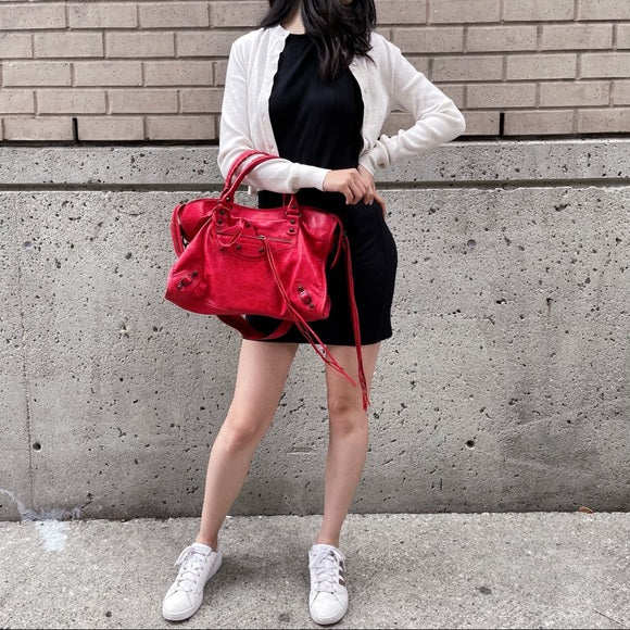 BALENCIAGA red city bag