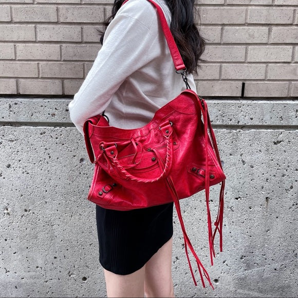 BALENCIAGA red city bag