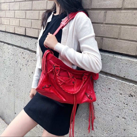 BALENCIAGA red city bag