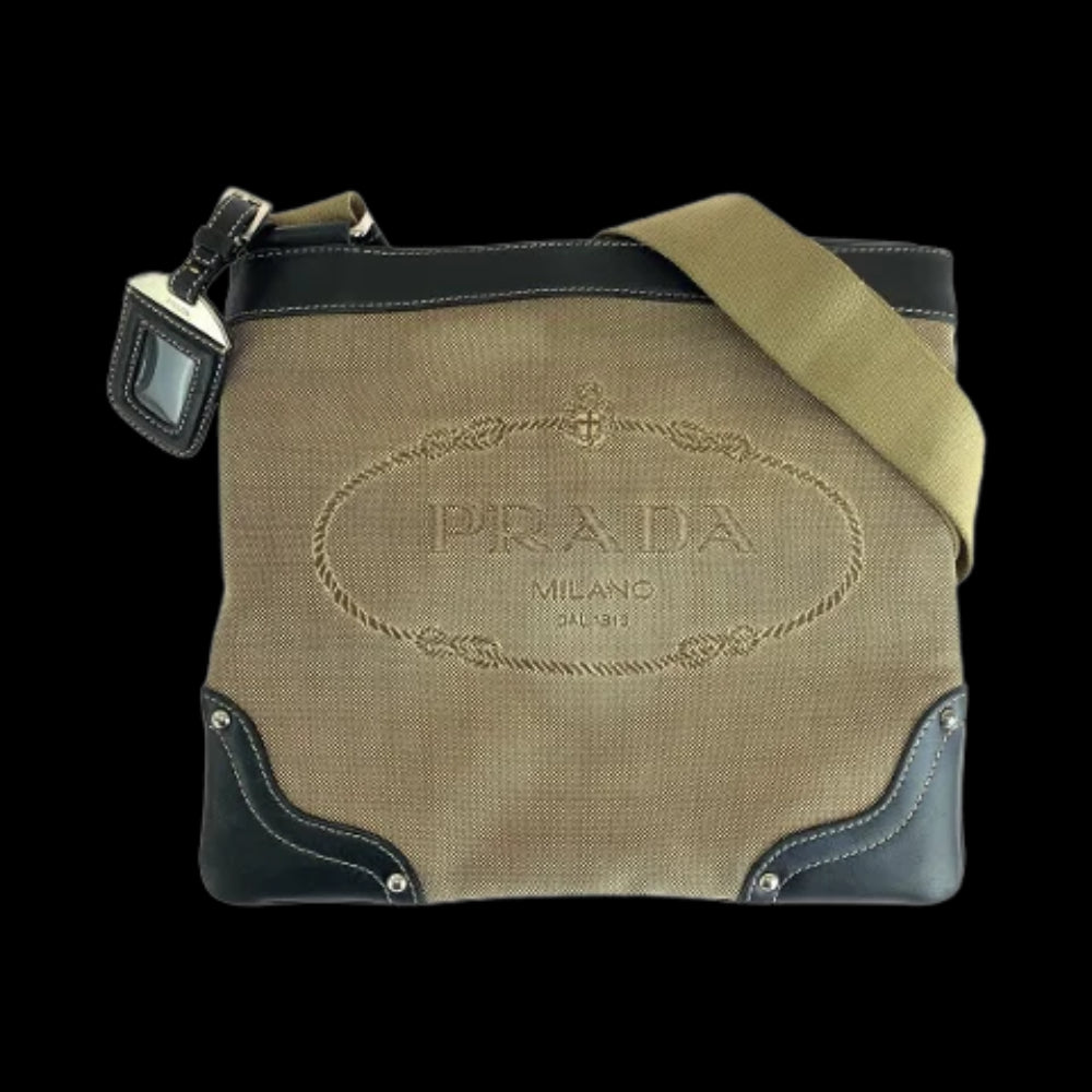 Beige Canvas Prada Crossbody Bag