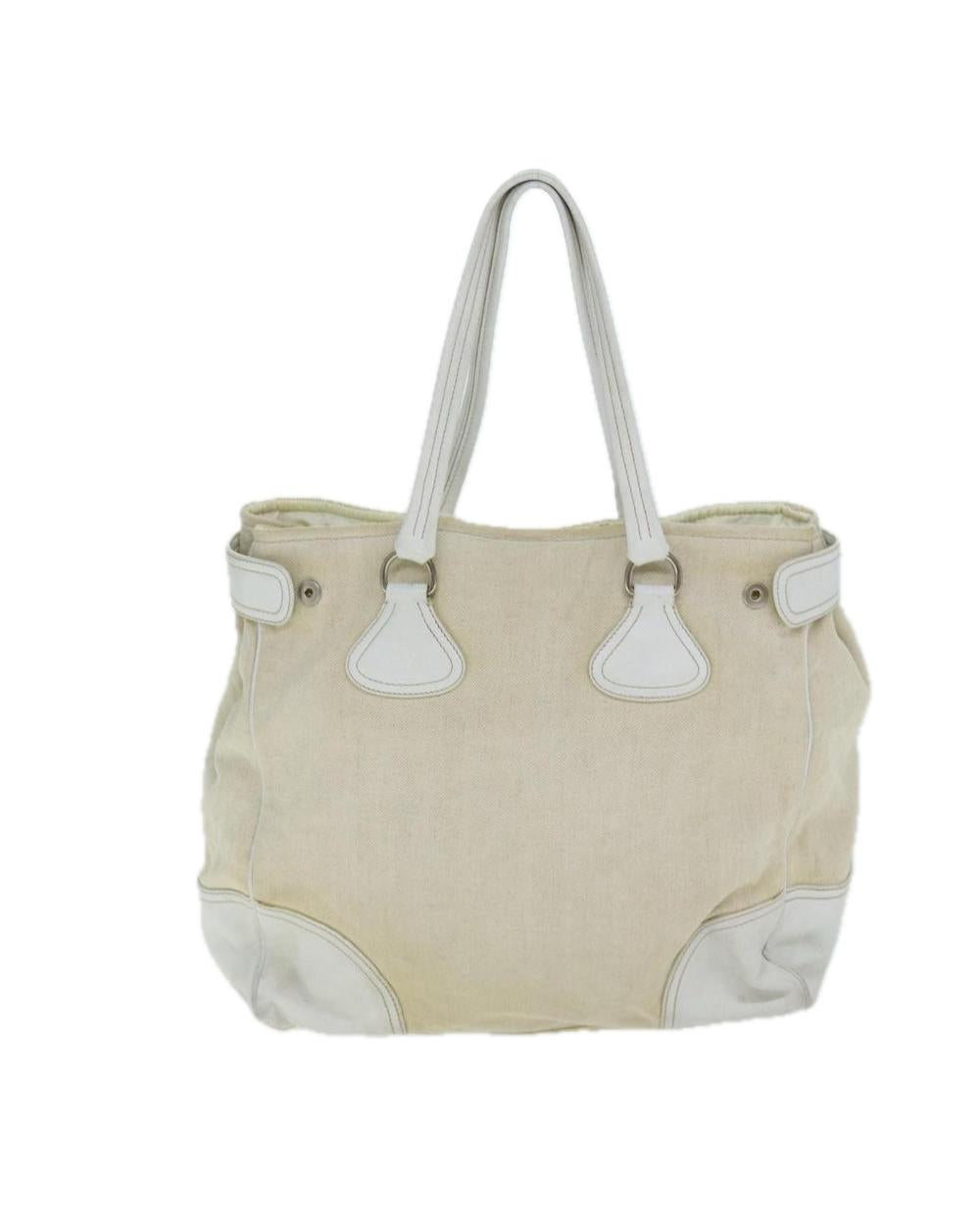 Beige Canvas Prada Tote