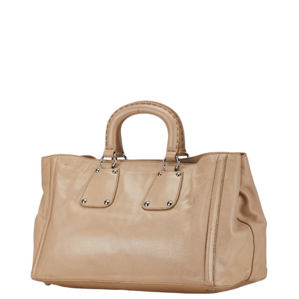 Beige Leather Prada Handbag