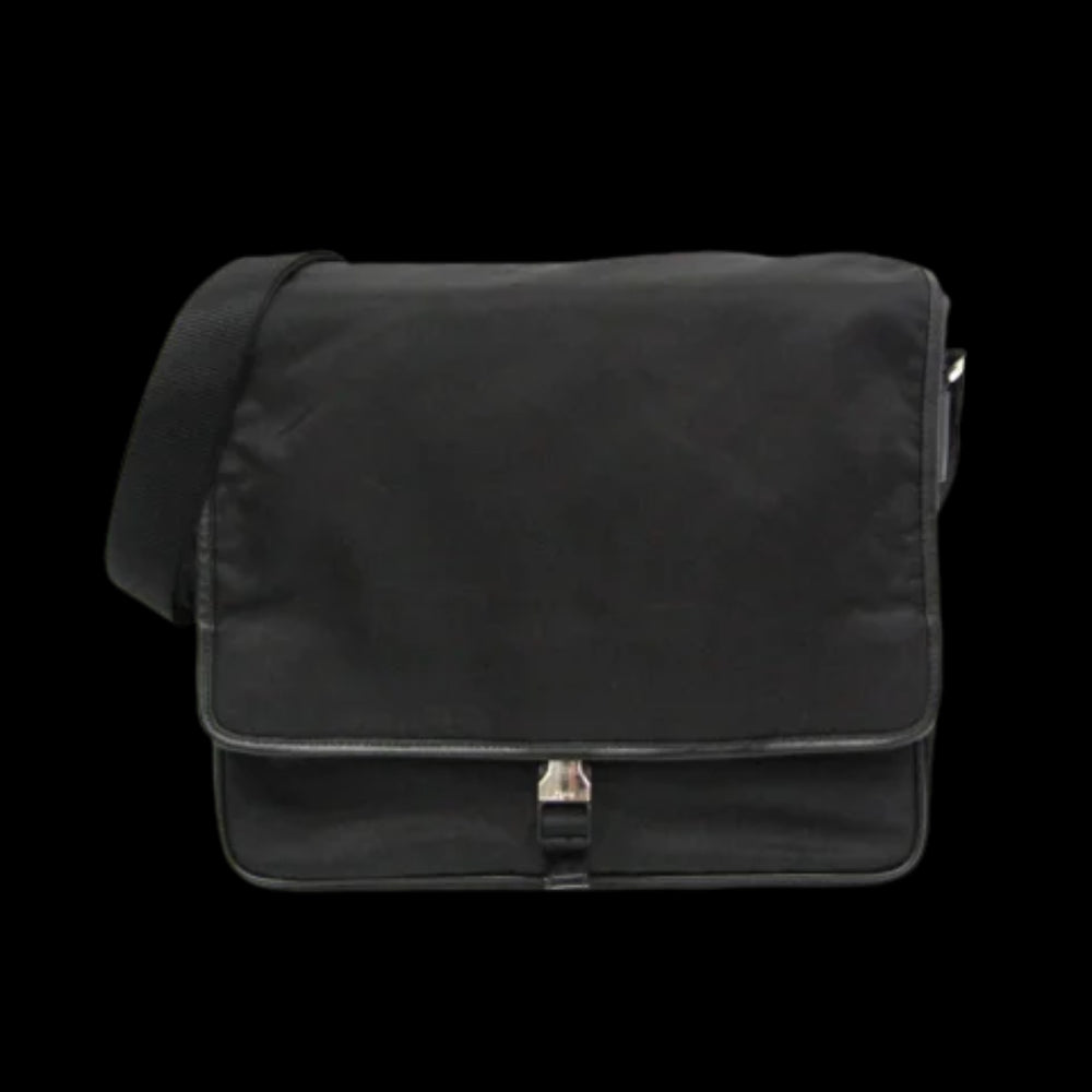 Black Leather Prada Messenger Bag