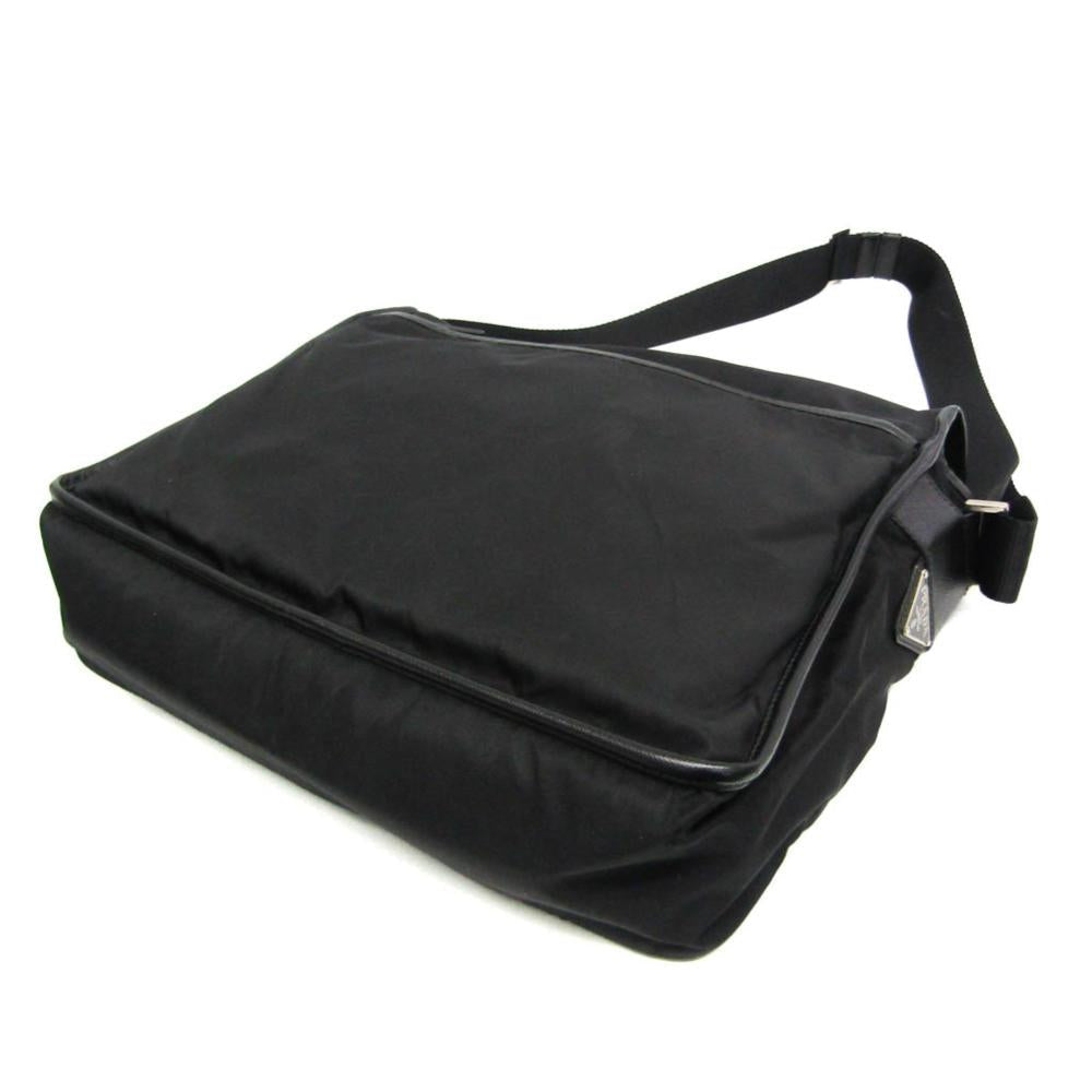Black Leather Prada Messenger Bag
