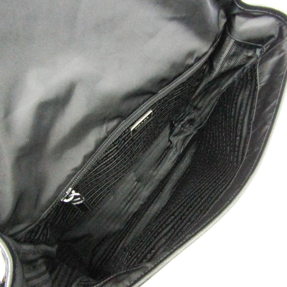 Black Leather Prada Messenger Bag