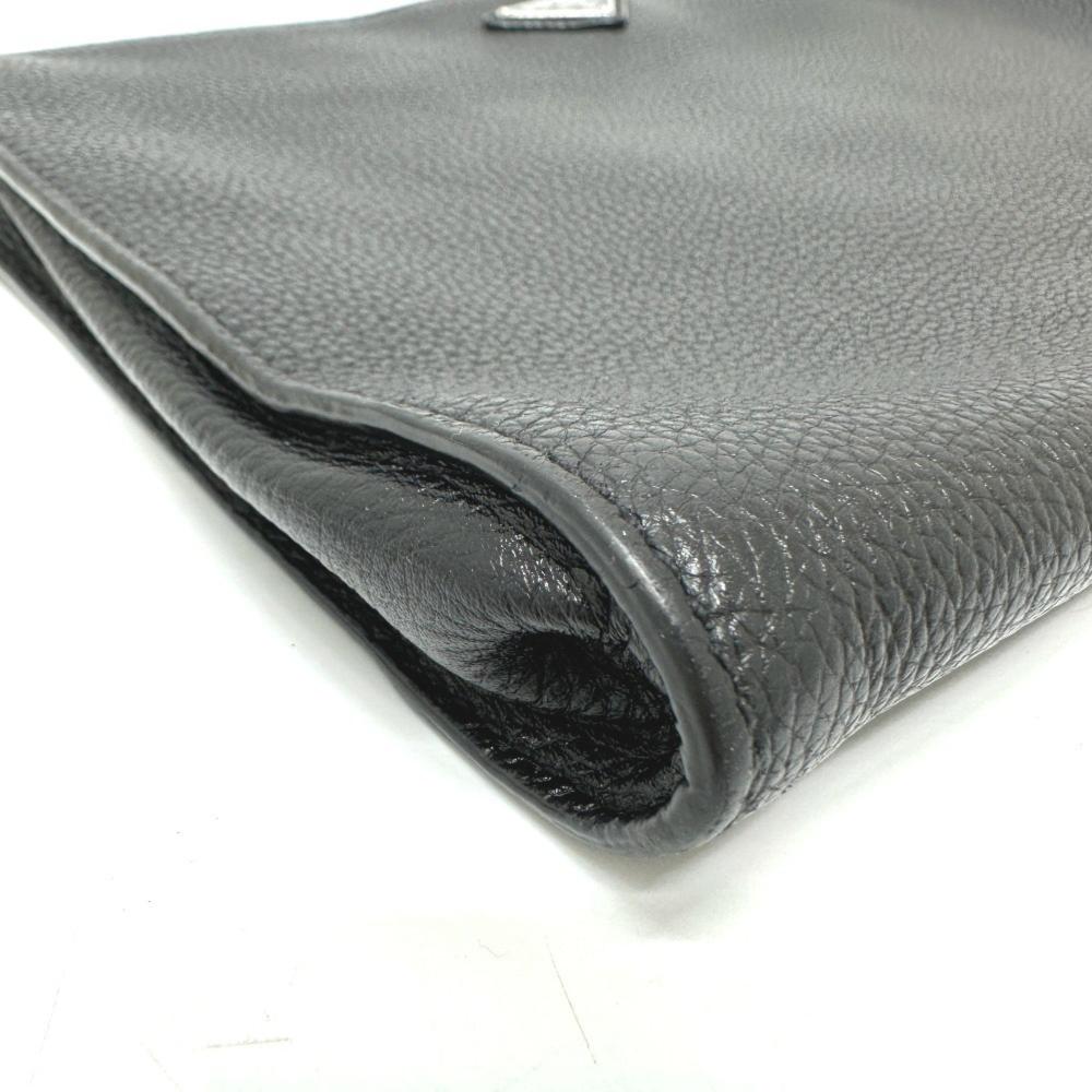 Black Leather Prada Clutch