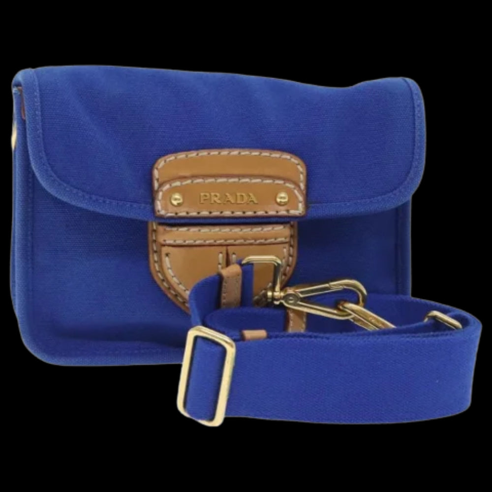 Blue Canvas Prada Shoulder Bag