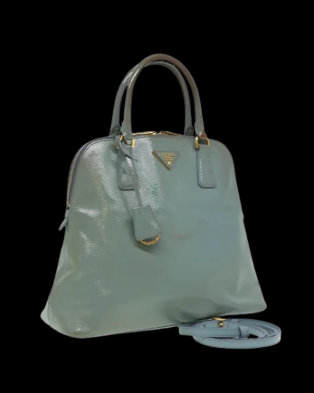 Blue Leather Prada Handbag