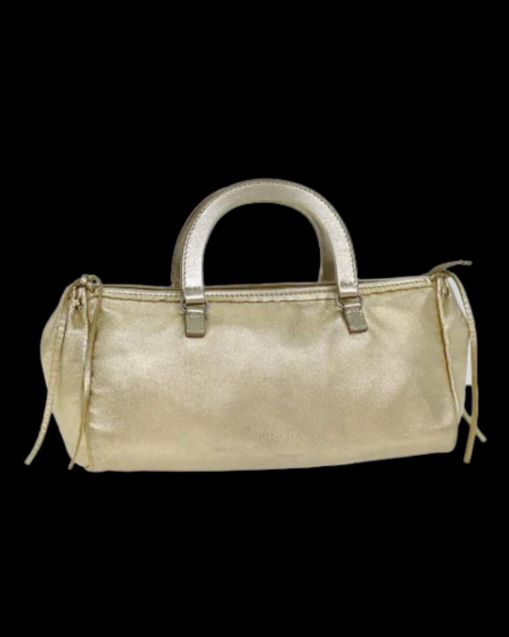 Gold Leather Prada Handbag