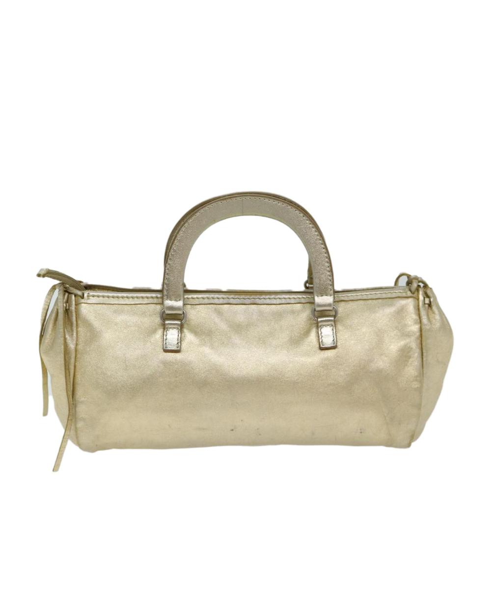 Gold Leather Prada Handbag