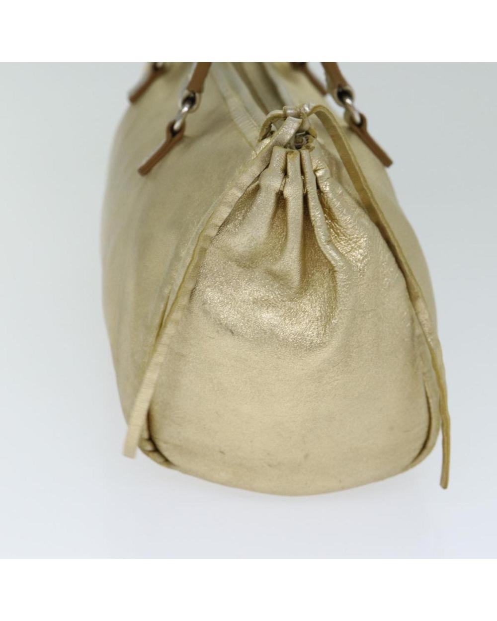 Gold Leather Prada Handbag