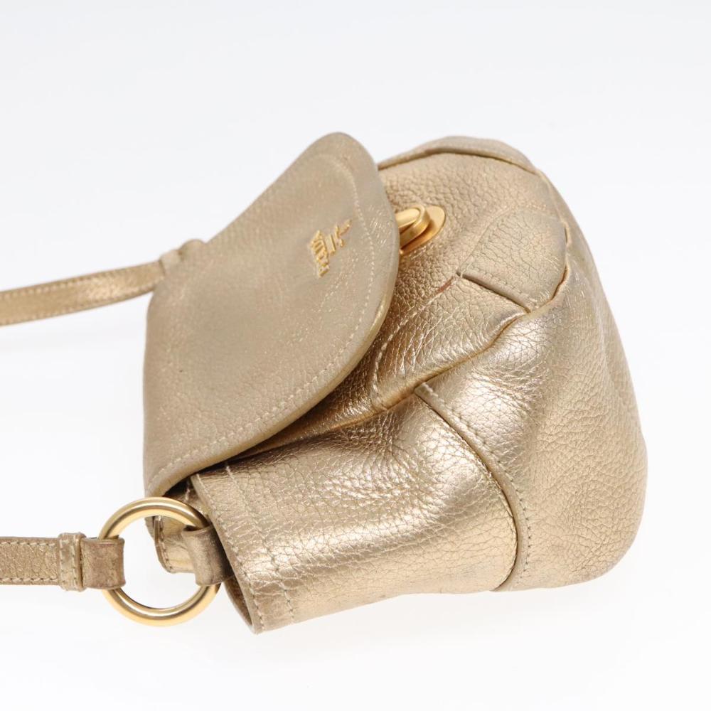Gold Leather Prada Shoulder Bag
