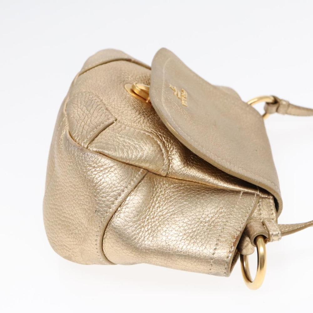Gold Leather Prada Shoulder Bag