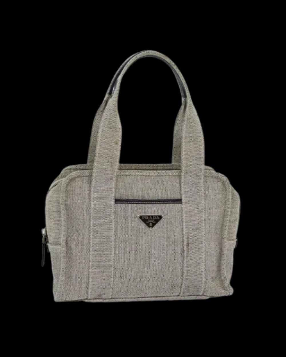 Grey Canvas Prada Handbag