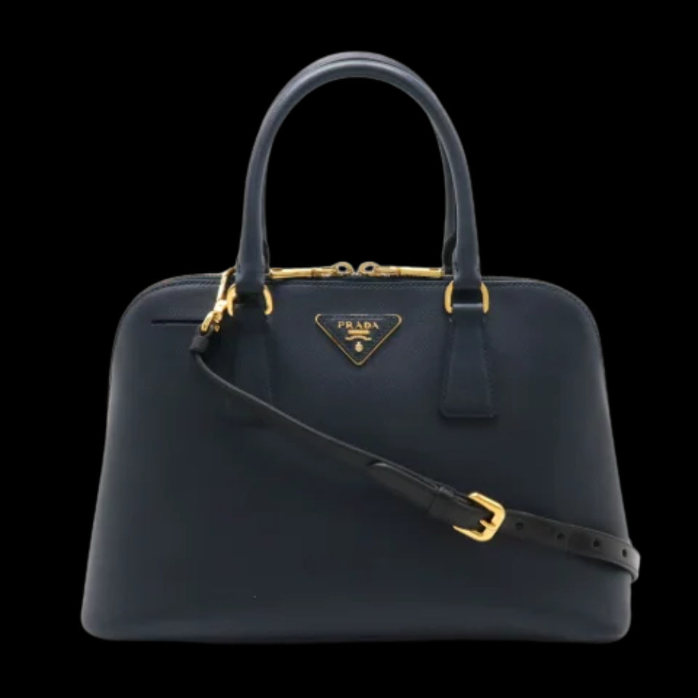 Navy Leather Prada Handbag