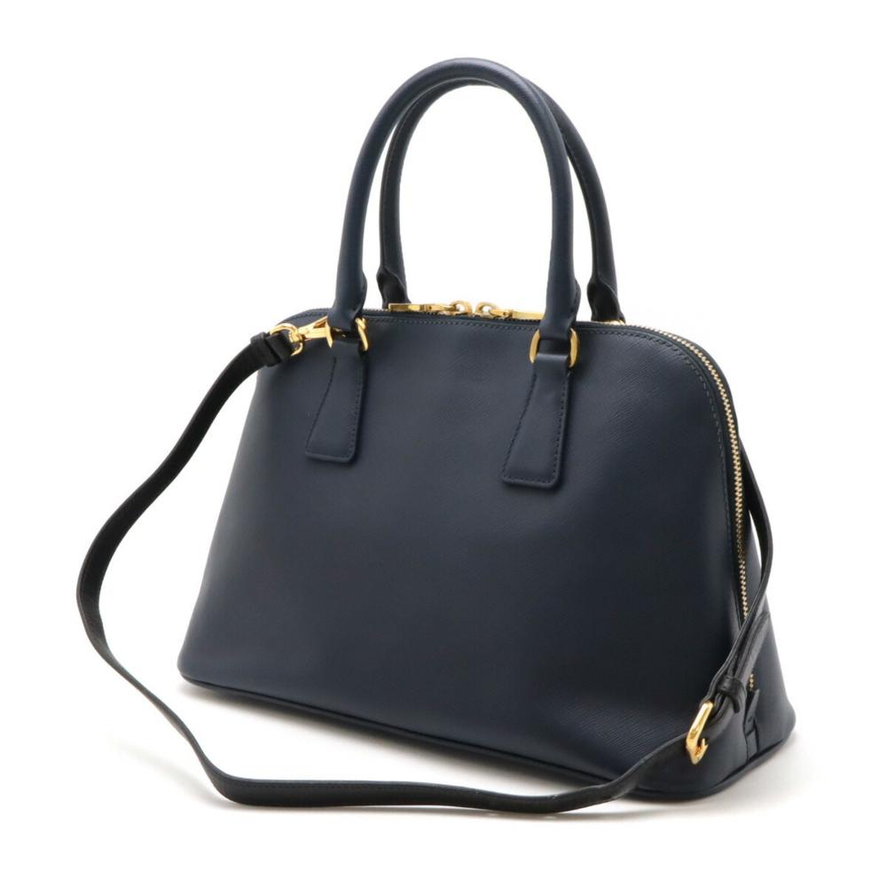 Navy Leather Prada Handbag