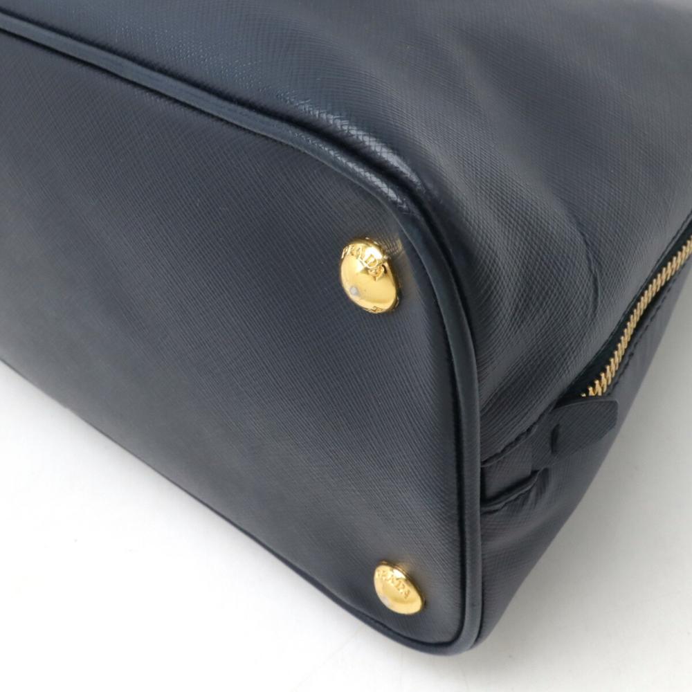 Navy Leather Prada Handbag