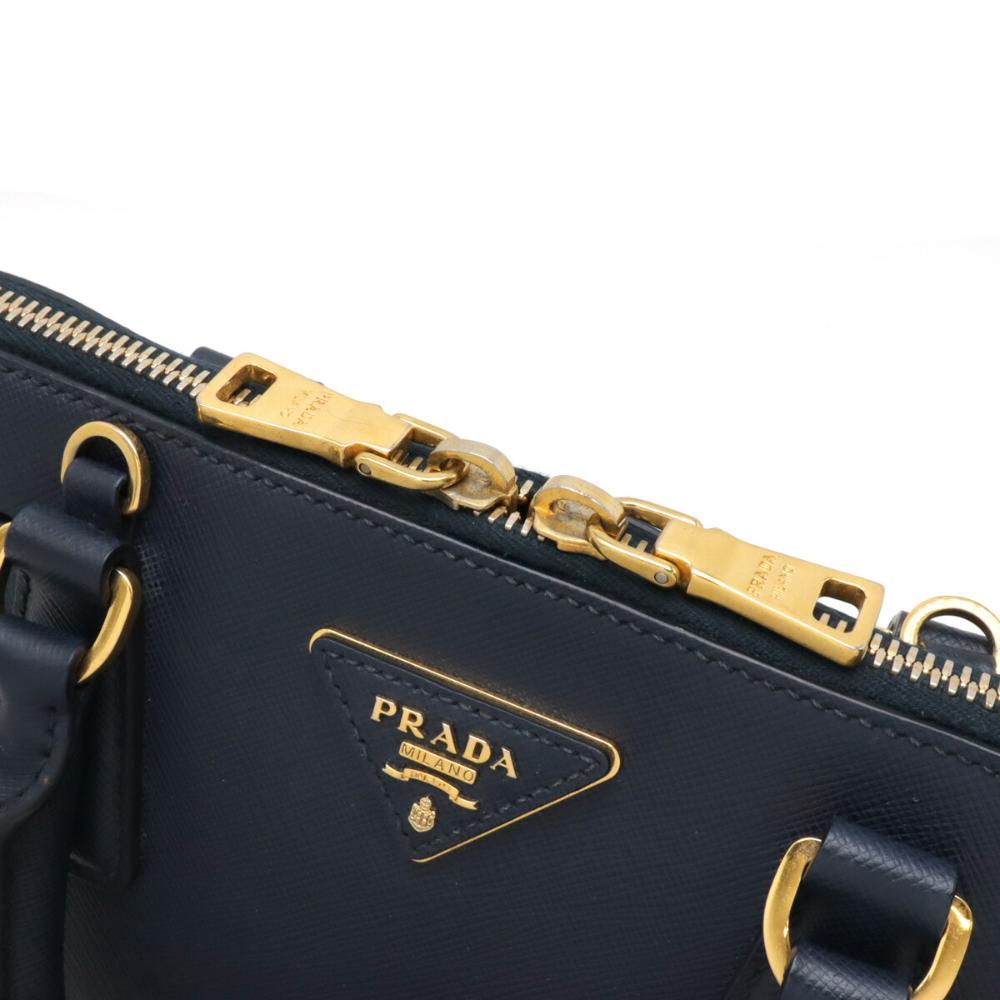 Navy Leather Prada Handbag