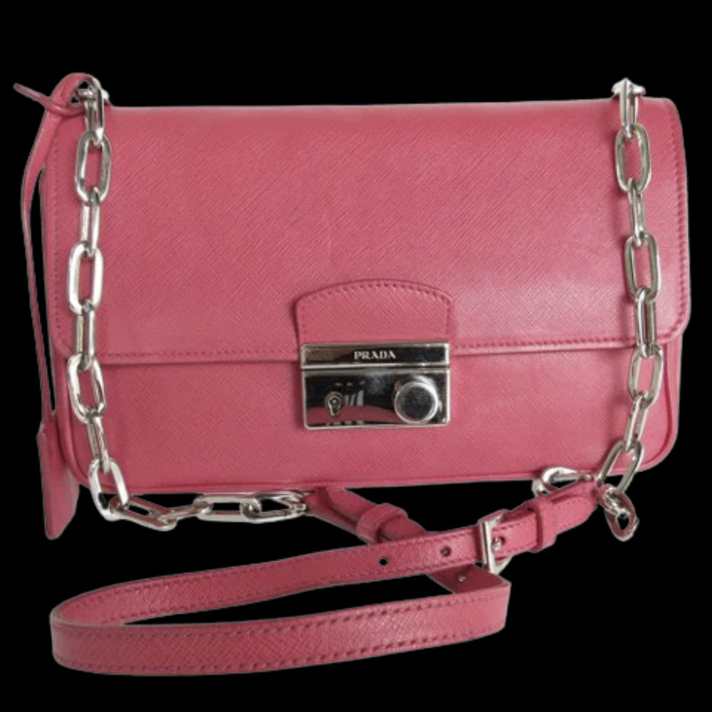 Pink Leather Prada Crossbody Bag