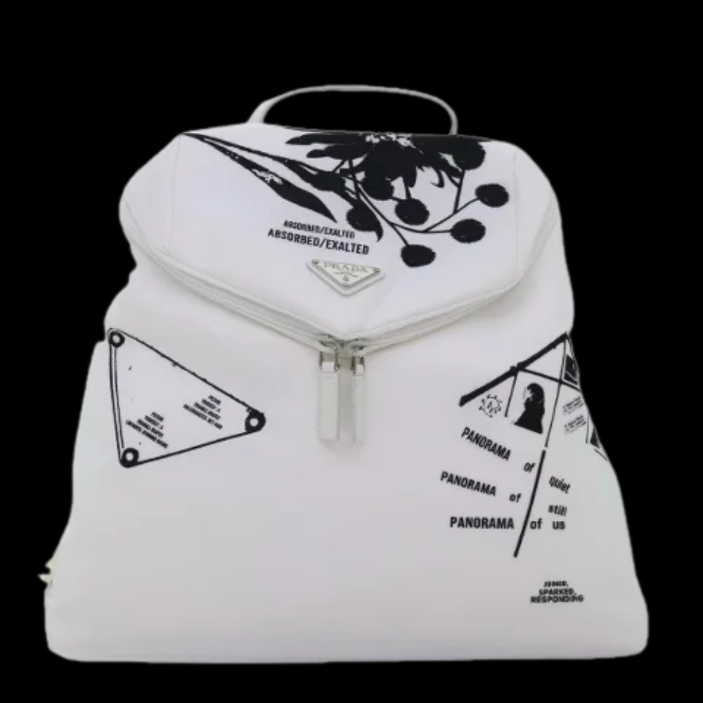 White Fabric Prada Backpack