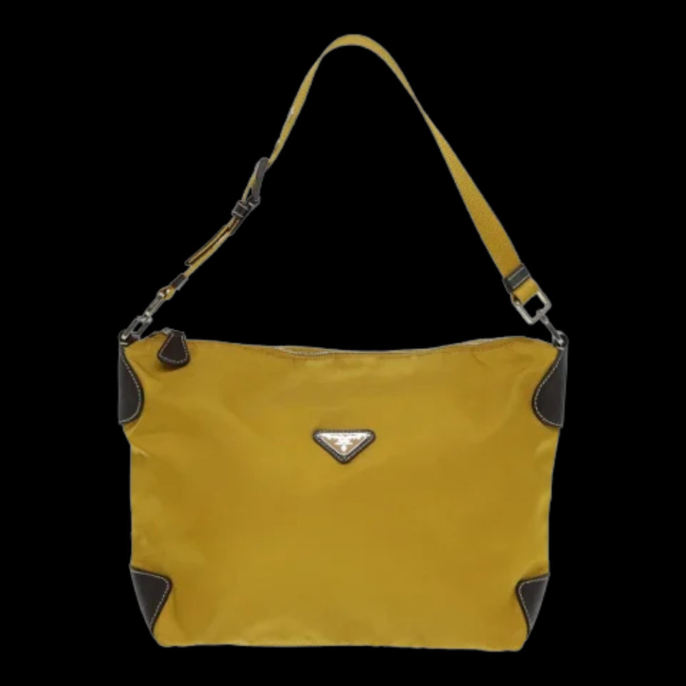 Yellow Canvas Prada Shoulder Bag