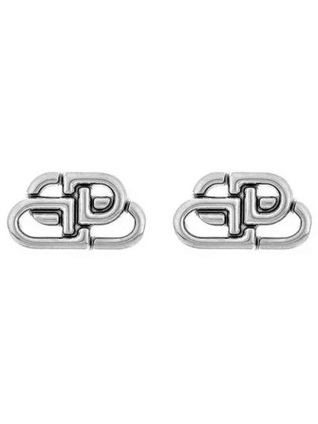 Balenciaga BB Logo Stud Earrings Silver