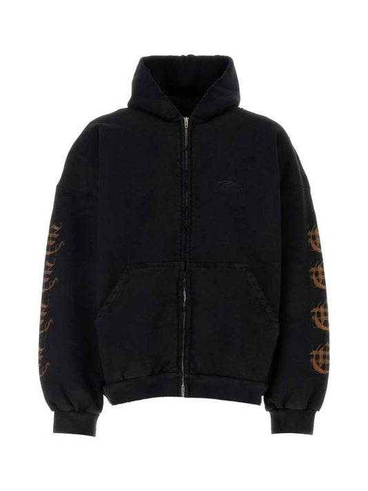 Balenciaga Heavy Metal Oversized Zip-Up Hoodie Black