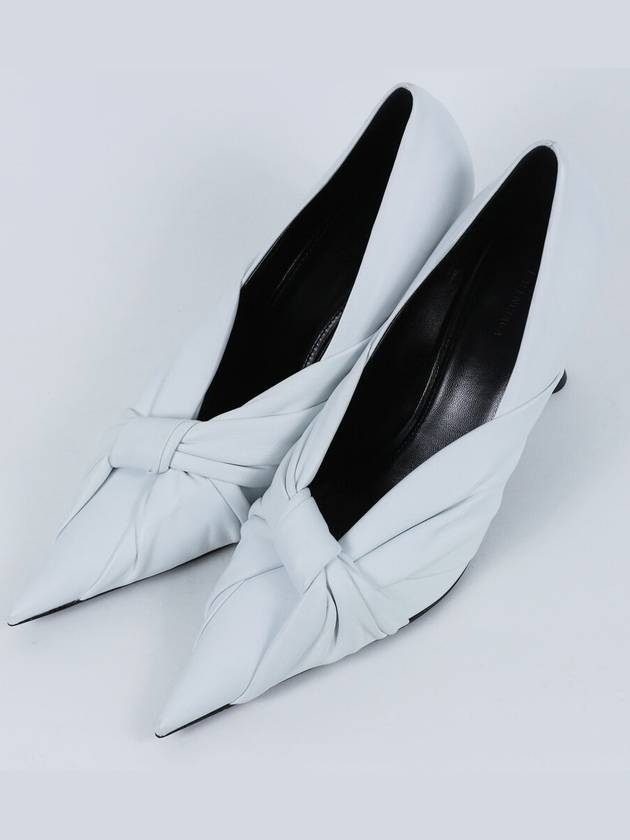 Balenciaga Twist Drapy Leather Pumps White